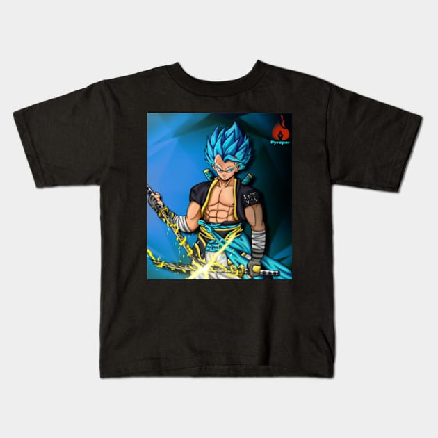 Gogeta Thunder Pillar Kids T-Shirt by Pyropen